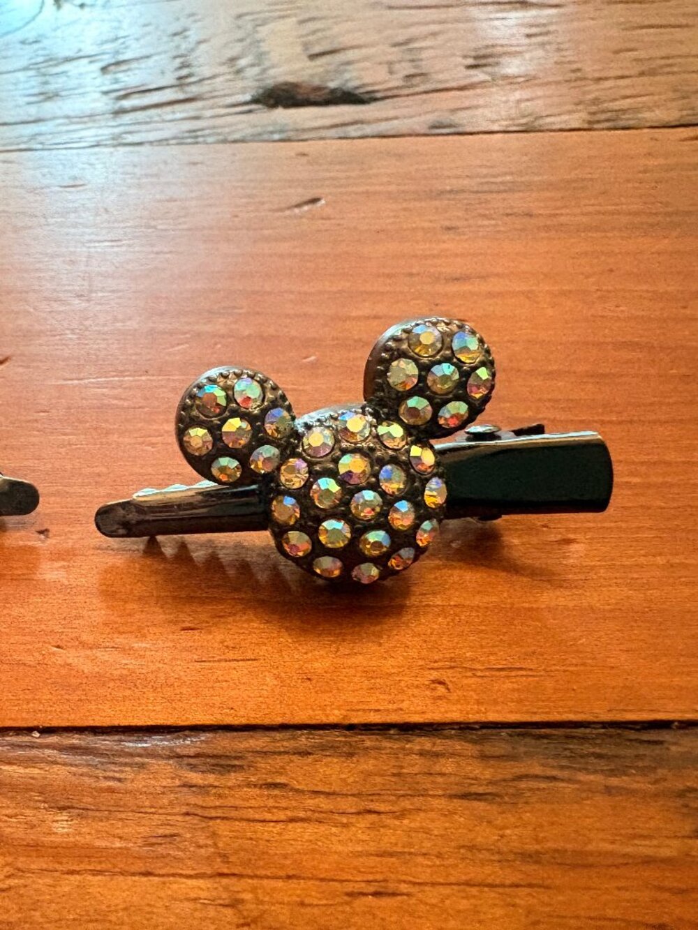 DISNEY- 2 MICKEY MOUSE CRYSTAL HAIR CLIPS - RARE COLLECTOR'S ITEM!